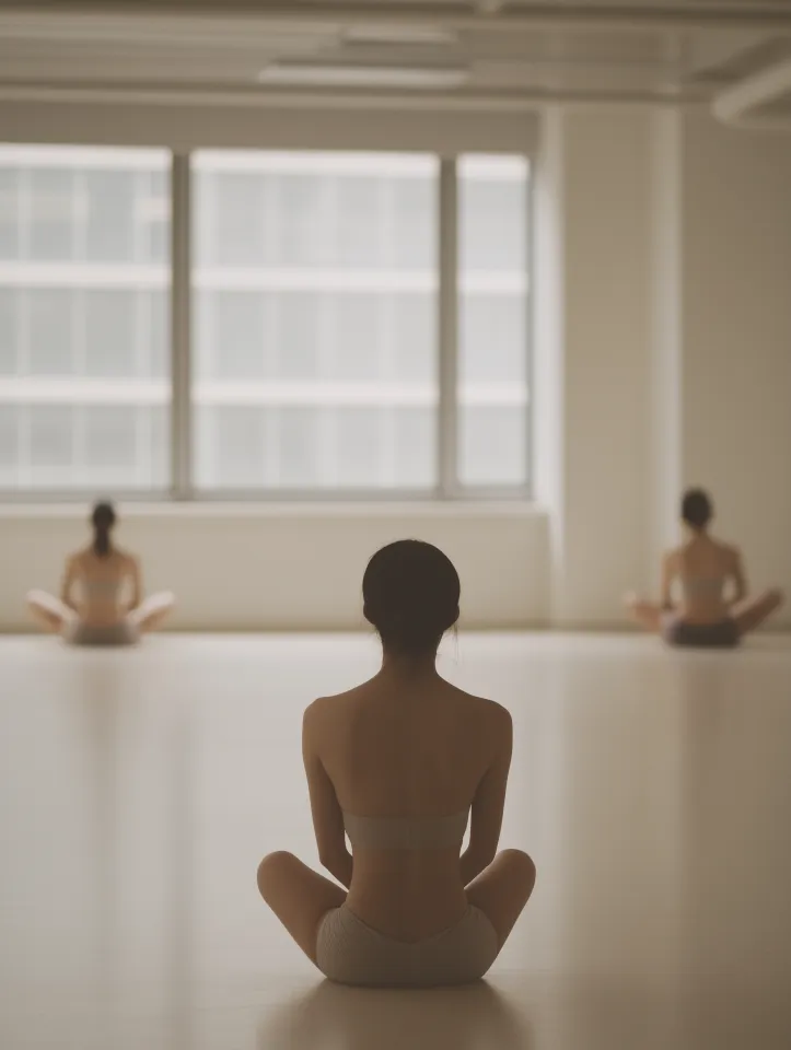 Homem jovem meditando num ambiente natural calmo
